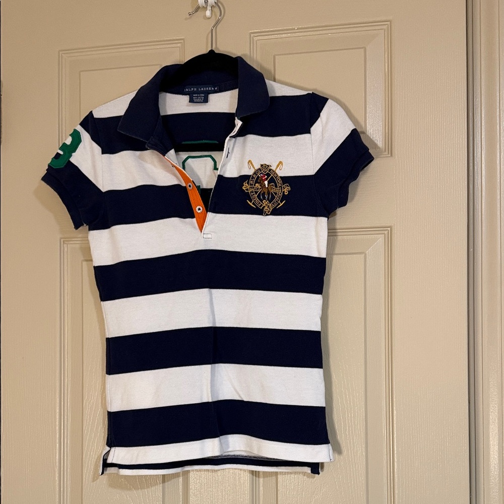 Ralph Lauren Polo with Navy and White Stripes Sz M CW06
